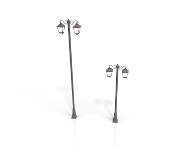 Vintage Street Lamps Design With Different Heights And Classic Lantern Shades 3d model