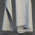 Soft Textured Neutral Beige Towels Hanging And Folded With Gray Trim 3d model