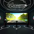 Interactive Exhibition Hall With Virtual Forest Cycling Large Screen And Neon Decorations 3d model
