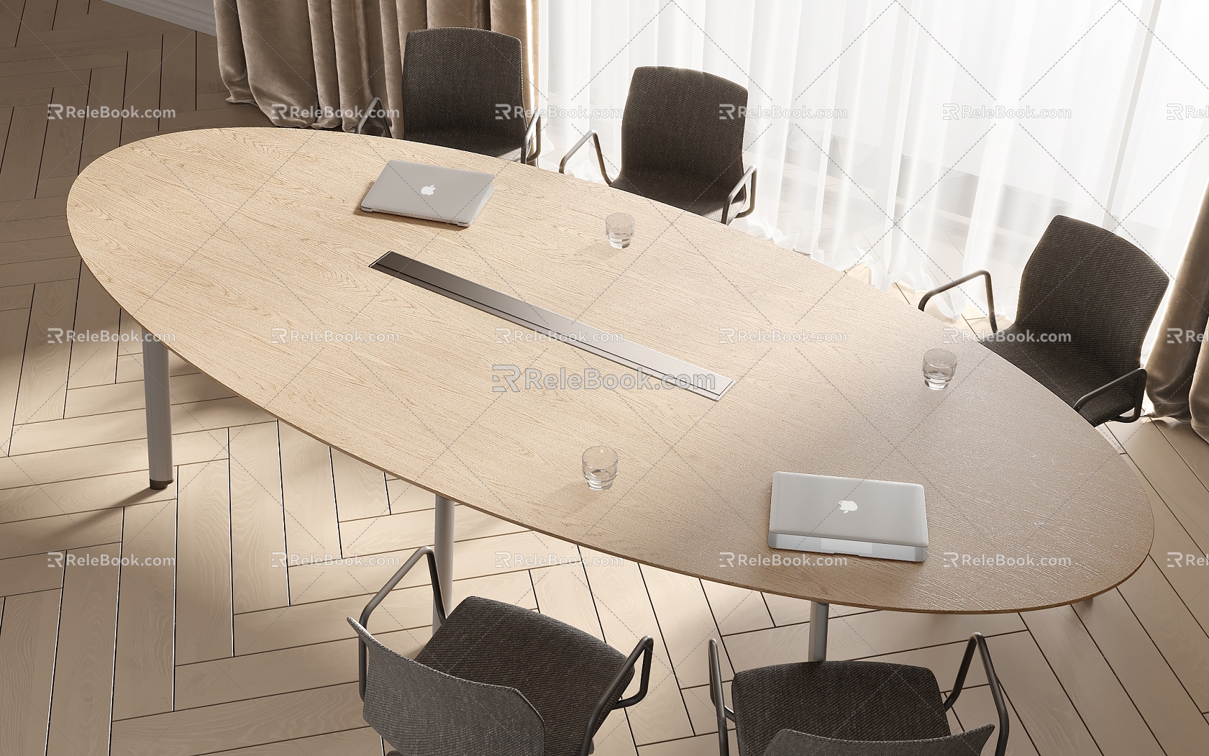 Conference table and chair combination 3d model