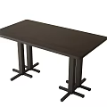 Dark Wooden Dining Table With Simple Modern Design And Cross Legs Support 3d model