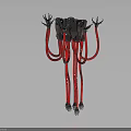 3D Sci fi Mechanical Creature With Red Tentacles And Octopus Like Structure
