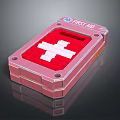 Red First Aid Kit Medical Device with White Cross Design for Emergency Response