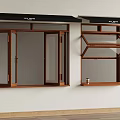 Wooden Window Designs With Glass Panels And Black Awning For Home Interior