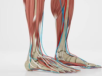 Detailed Medical Anatomical Model Of Human Leg Muscles And Vessels 3d model
