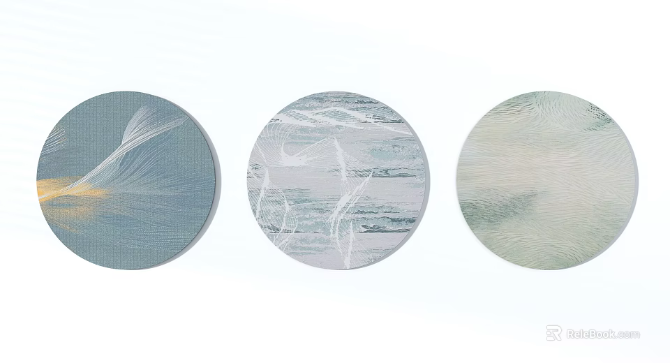 Stylish Round Rugs With Various Soft Tone Patterns For Modern Home Decor 3d model