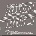 Modern Neon Lamp Combination With Chinese Character Text Design And Bright Lighting