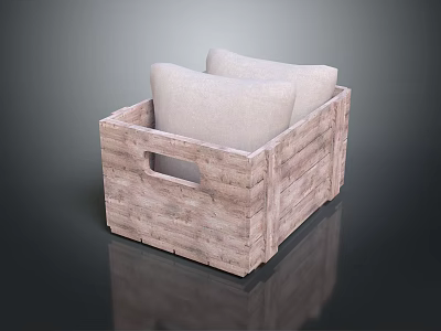 Wooden Crate With Light Colored Cushions For Home Decor And Living Room Use 3d model