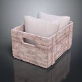 Wooden Crate With Light Colored Cushions For Home Decor And Living Room Use