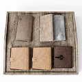 Various Colored Leather Wallets With Different Styles Displayed On Wooden Tray