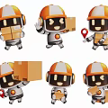 Modern 2D pet animal image robot cute cat dog robot silhouette 3d model
