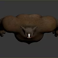 Brown Skinned Muscular Horned Ogre Game and Film Character With Fierce Expression Stocky Build