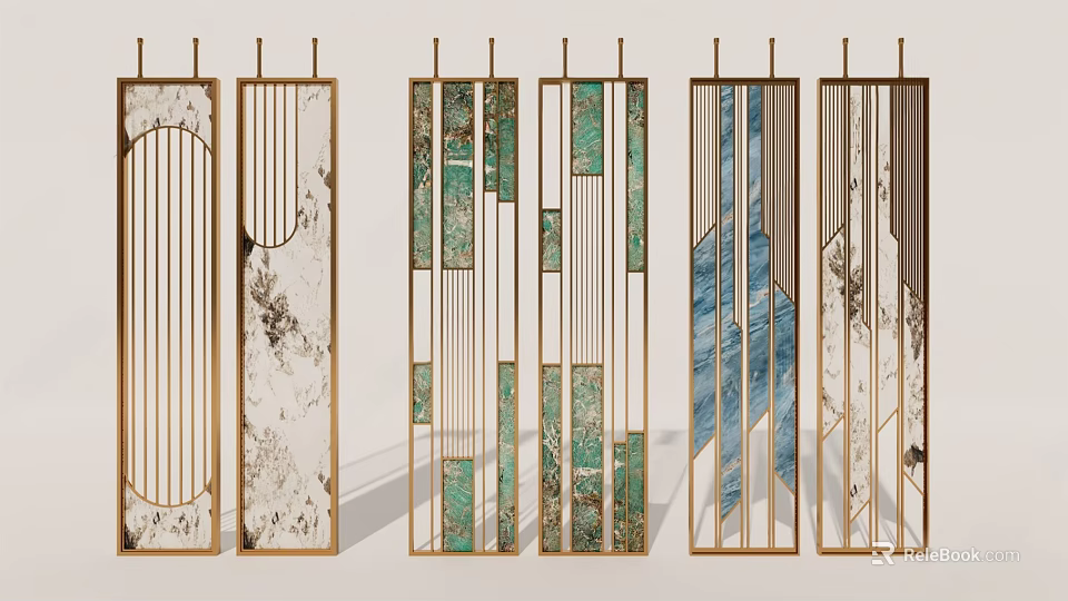 Luxury Screen Designs With Metal Frames And Diverse Patterns 3d model