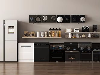 Modern Kitchen Supplies Combination Kitchen Appliances Kitchenware Range Hood Stove Oven Water Dispenser 3d model