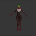 Futuristic Game And Movie Character In Gray White Red Uniform With Gloves Boots Standing Pose
