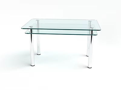 Modern Two Tier Glass Top Coffee Table With Silver Metal Legs 3d model