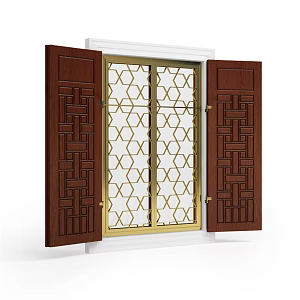 Wooden doors and windows 3d model