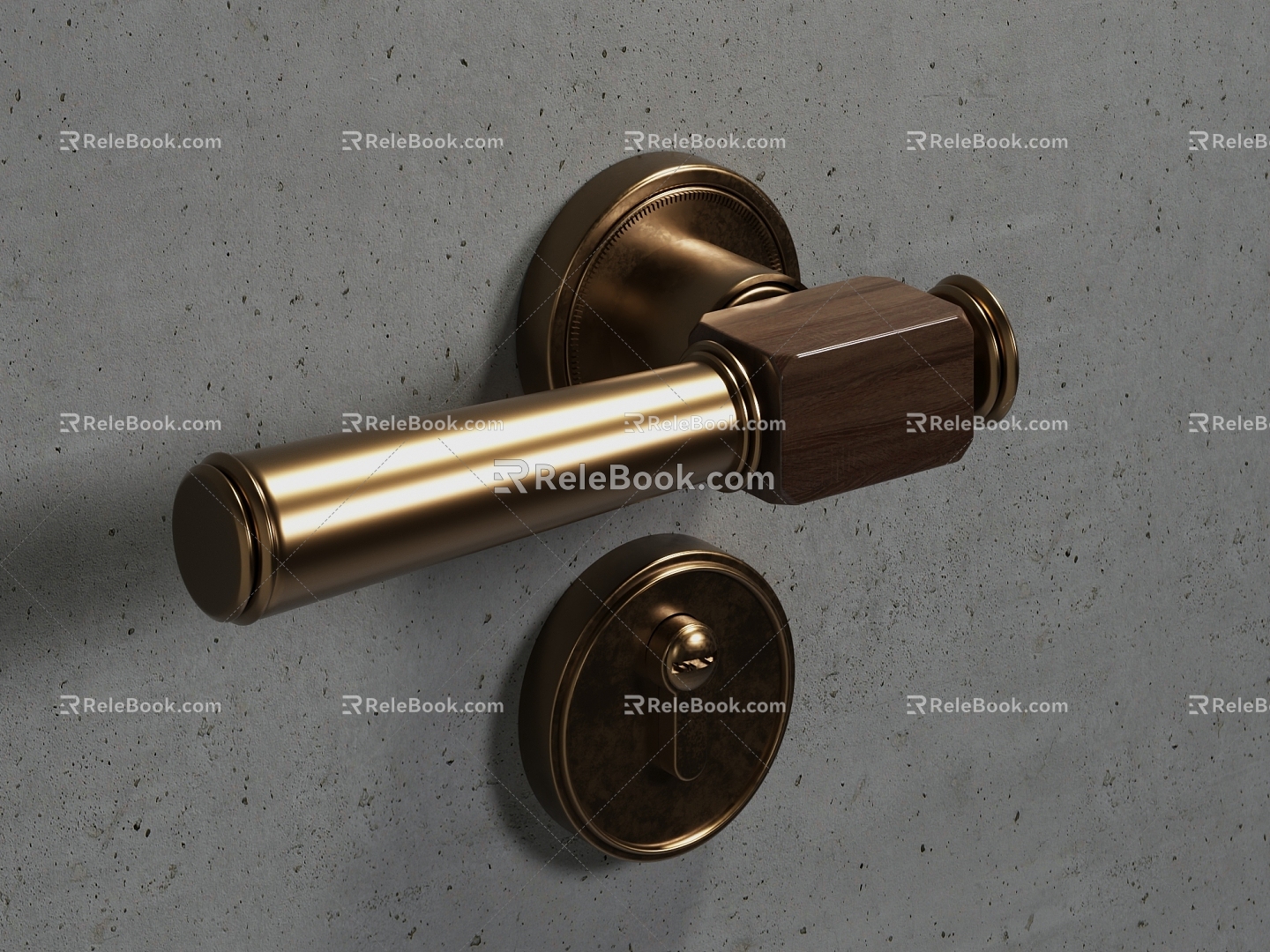 Vintage Door Handle Brass Door Handle Hardware Lock Decoration 3d model