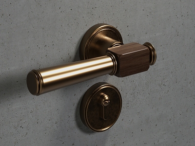 Vintage Door Handle Brass Door Handle Hardware Lock Decoration 3d model