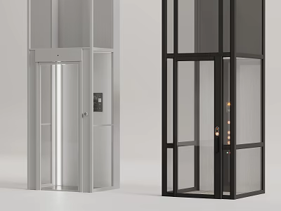 Modern Elevator Designs Featuring White Metal And Black Glass Enclosures With Stylish Look 3d model