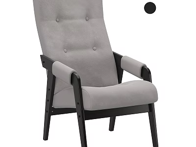 Contemporary Grey Fabric Single Sofa With Button Tufted Back Padded Armrests And Black Wooden Legs 3d model