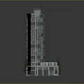 Contemporary City High - rise Apartment Tower With Balconies Swimming Pool And Trees