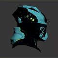 Modern Tech Inspired Combat Weapon Helmet Featuring Neon Green Lights And Futuristic Design Details