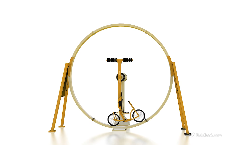 Outdoor Playground Equipment With Large Circular Frame And Central Bicycle Mechanism 3d model 