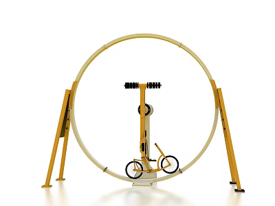 Outdoor Playground Equipment With Large Circular Frame And Central Bicycle Mechanism 3d model