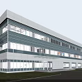 Modern Multi Storey Industrial Factory Building Featuring Glass Curtain Walls And Surrounding Greenery