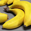 Fresh Ripe Yellow Banana Bunches With a Peeled One on Gray Background