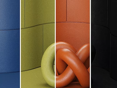 Multi Colored Knot Component with Blue Green Orange Black Leather Background Panels 3d model