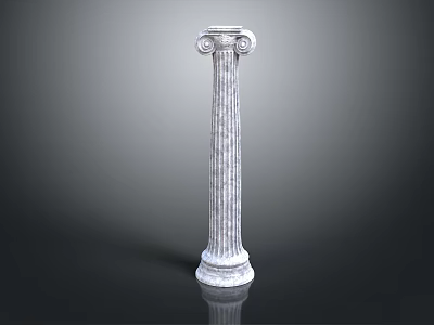 Classical Roman Column With Fluted Stone Shaft And Ornate Capital Architectural Design 3d model