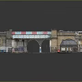 Modern Urban Underpass With Arched Tunnels Graffiti Covered Brick Walls And Paved Road
