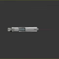 Futuristic Sci-Fi Weapon with Silver Metallic Body Brown Wooden Grip Red Laser and Mechanical Structure