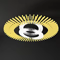 Modern Yellow And White Chandelier With Circular Radial Design For Interior Decoration