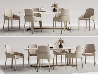 Modern Dining Table and Chair Combination 3d model