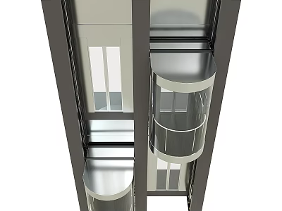 Modern Elevator With Transparent Glass Cabin And Sleek Metal Frame Design 3d model