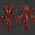 Dual Sided View Of Fantasy Characters And Mythical Creatures With Halo Like Structures Golden Ornaments