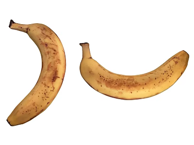Two Ripe Bananas With Brown Spots On Yellow Peel For Daily Nutrition 3d model