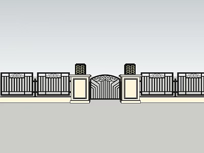 Garden gate grille 02 3d model
