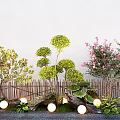 Landscape modeling tree crape myrtle camellia multihead privet landscape stone micro terrain 3d model
