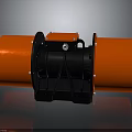 Industrial Vibrating Motor With Orange Cylinders Red Control Box And Black Bracket