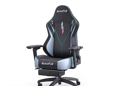 Auerful Ergonomic Gaming Office Chair Black Gray With Blue Stitching And Breathable Mesh 3d model