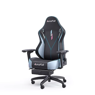 Auerful Ergonomic Gaming Office Chair Black Gray With Blue Stitching And Breathable Mesh 3d model