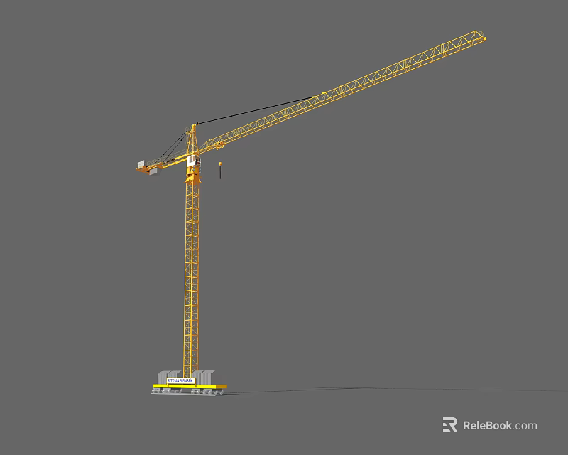 Yellow Industrial Tower Crane With Long Boom For High Rise Construction Projects 3d model 