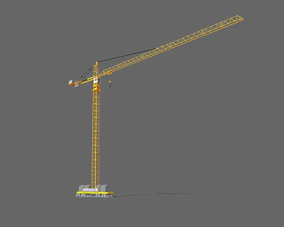 Yellow Industrial Tower Crane With Long Boom For High Rise Construction Projects 3d model