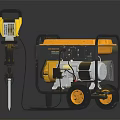 Yellow And Black Portable Power Tools With Jackhammer And Wheeled Generator