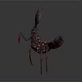 Detailed Mythical Animal With Large Ears Red Legs And Segmented Body Features