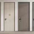 Flush Doors with Wooden Texture Multiple Color Options Handle and Lock Designs 3d model